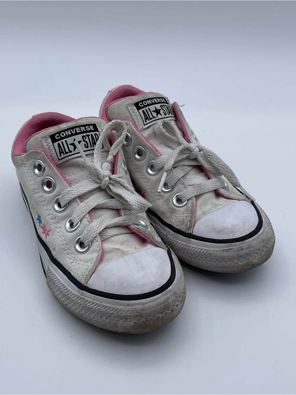 Converse Chuck Taylor All Star Low Top Youth White Pink Sneakers Size 11 EU 28